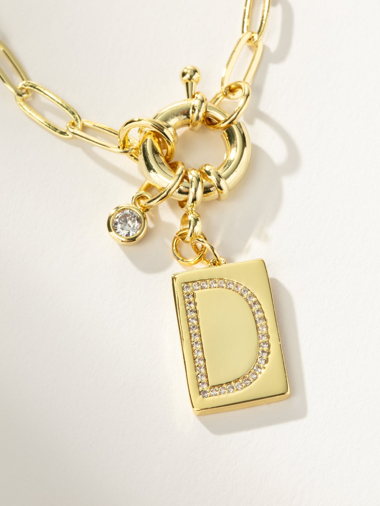 Initial Chain Necklace | Gold D | Product Detail Image | Uncommon James