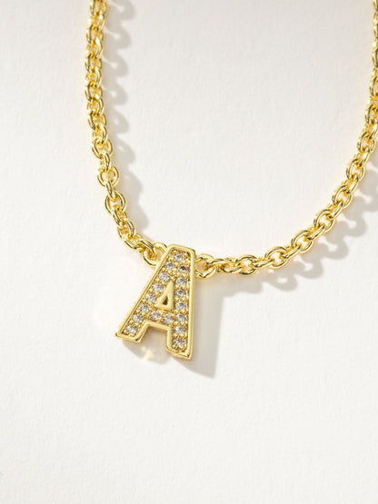 ["Initial Here Necklace ", " Gold A ", " Product Detail Image ", " Uncommon James"]