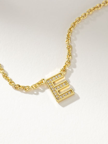 ["Initial Here Necklace ", " Gold E ", " Product Detail Image ", " Uncommon James"]
