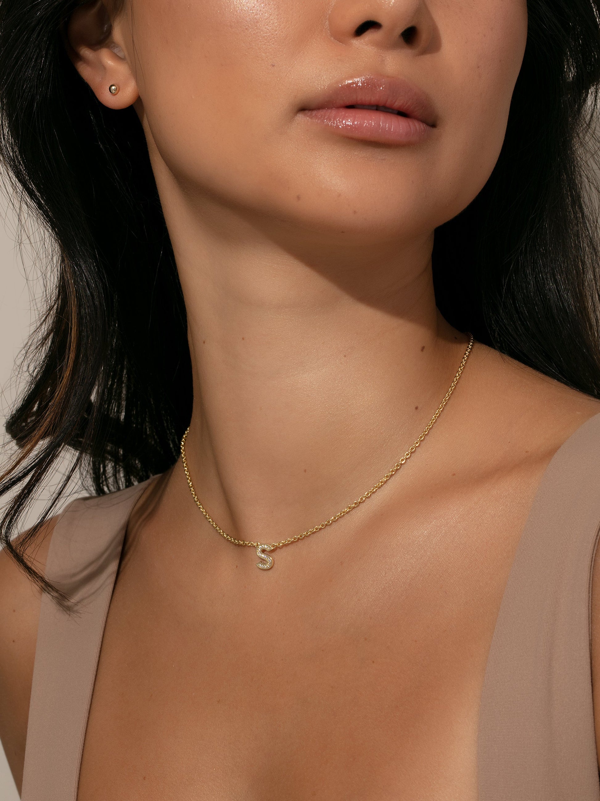 Initial Here Necklace | Gold | Model Image | Uncommon James