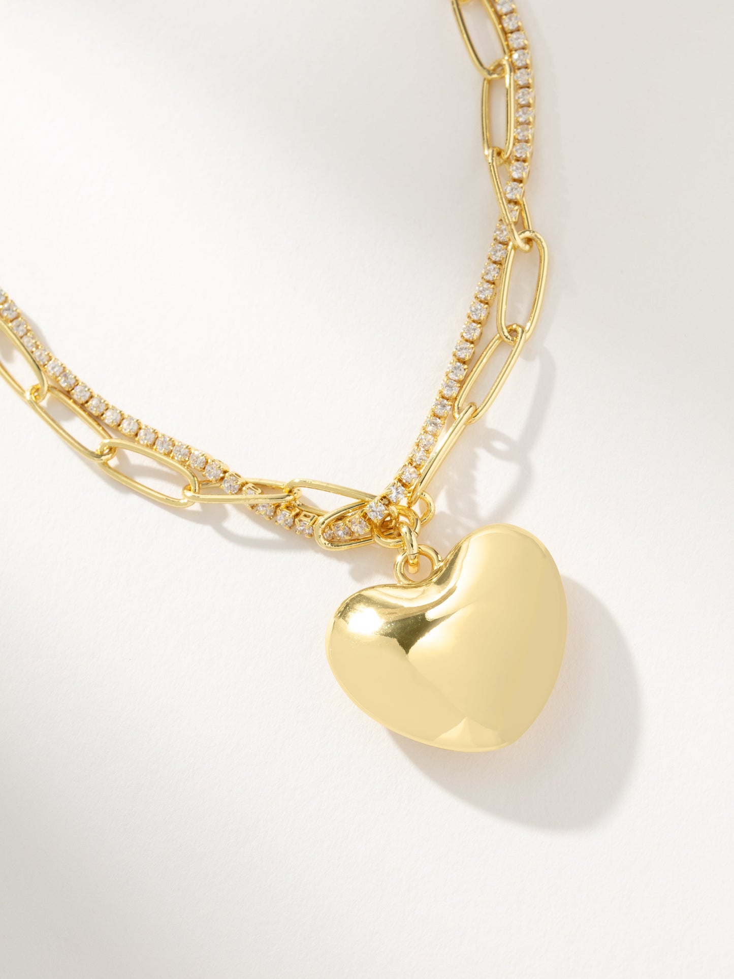 Intertwined Chain and Heart Necklace | Gold | Product Detail Image | Uncommon James