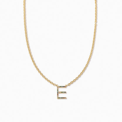 ["Know Me Necklace ", " Gold E ", " Product Image ", " Uncommon James"]