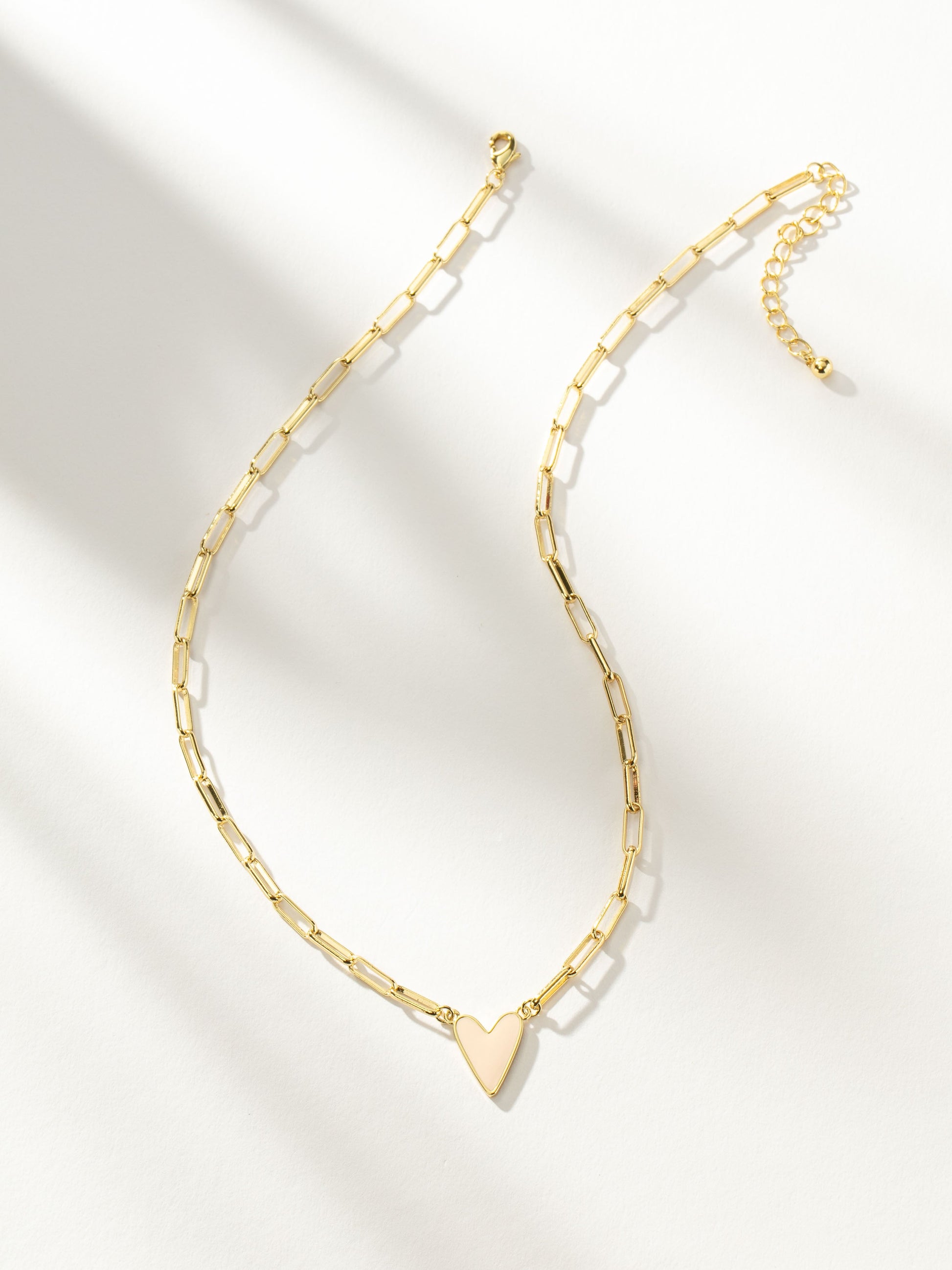 Enamel Heart Necklace | Gold Off White | Product Image | Uncommon James