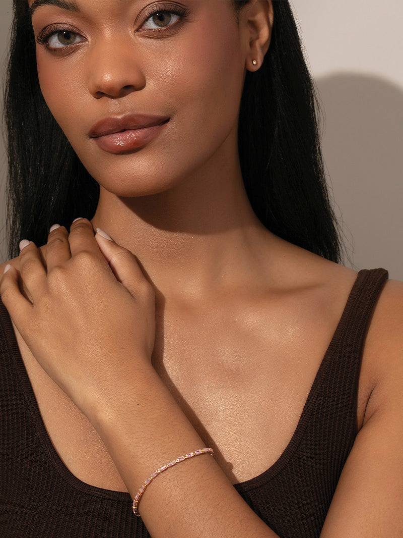 Pink Luster Bracelet | Gold | Model Image | Uncommon James