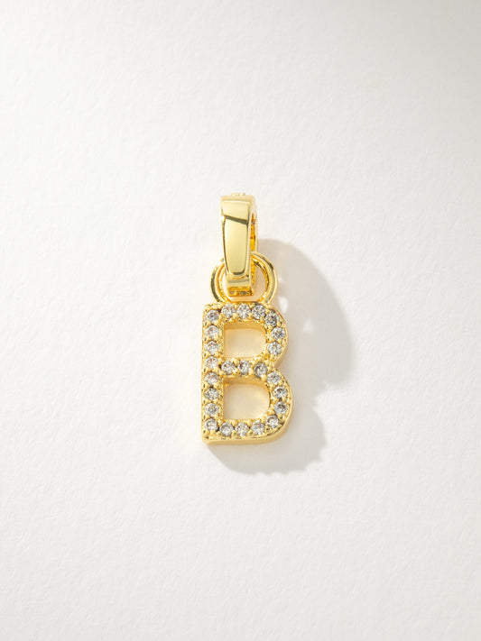 Letter Charm | Pavé Gold B | Product Image | Uncommon James