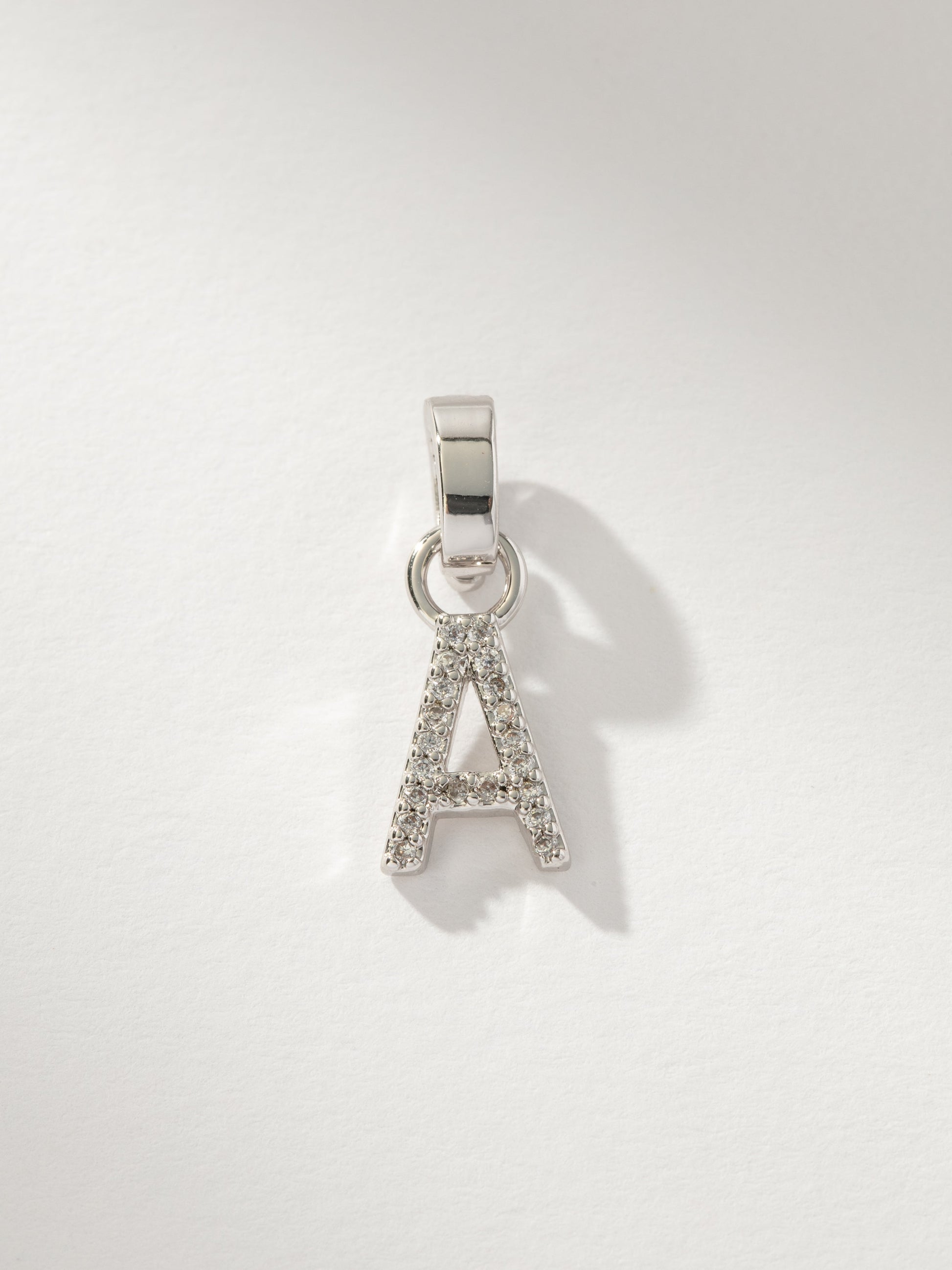 Letter Charm | Pavé Silver A | Product Image | Uncommon James