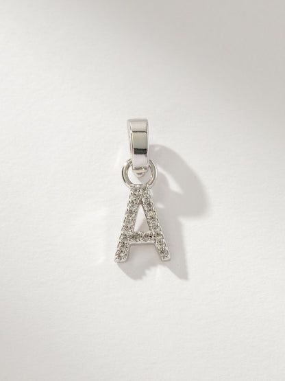 ["Letter Charm ", " Pavé Silver A ", " Product Image ", " Uncommon James"]