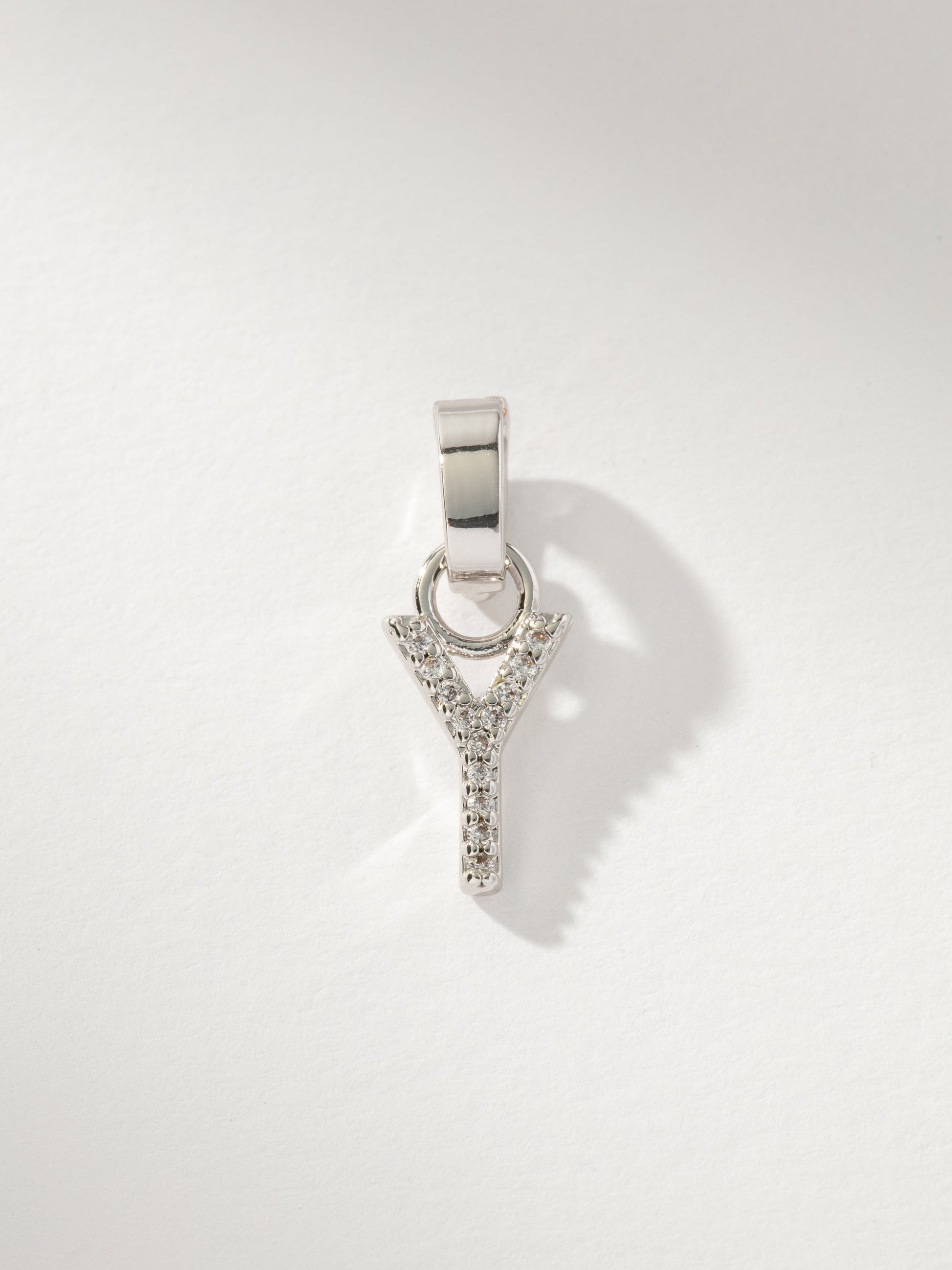 Letter Charm | Pavé Silver Y | Product Image | Uncommon James