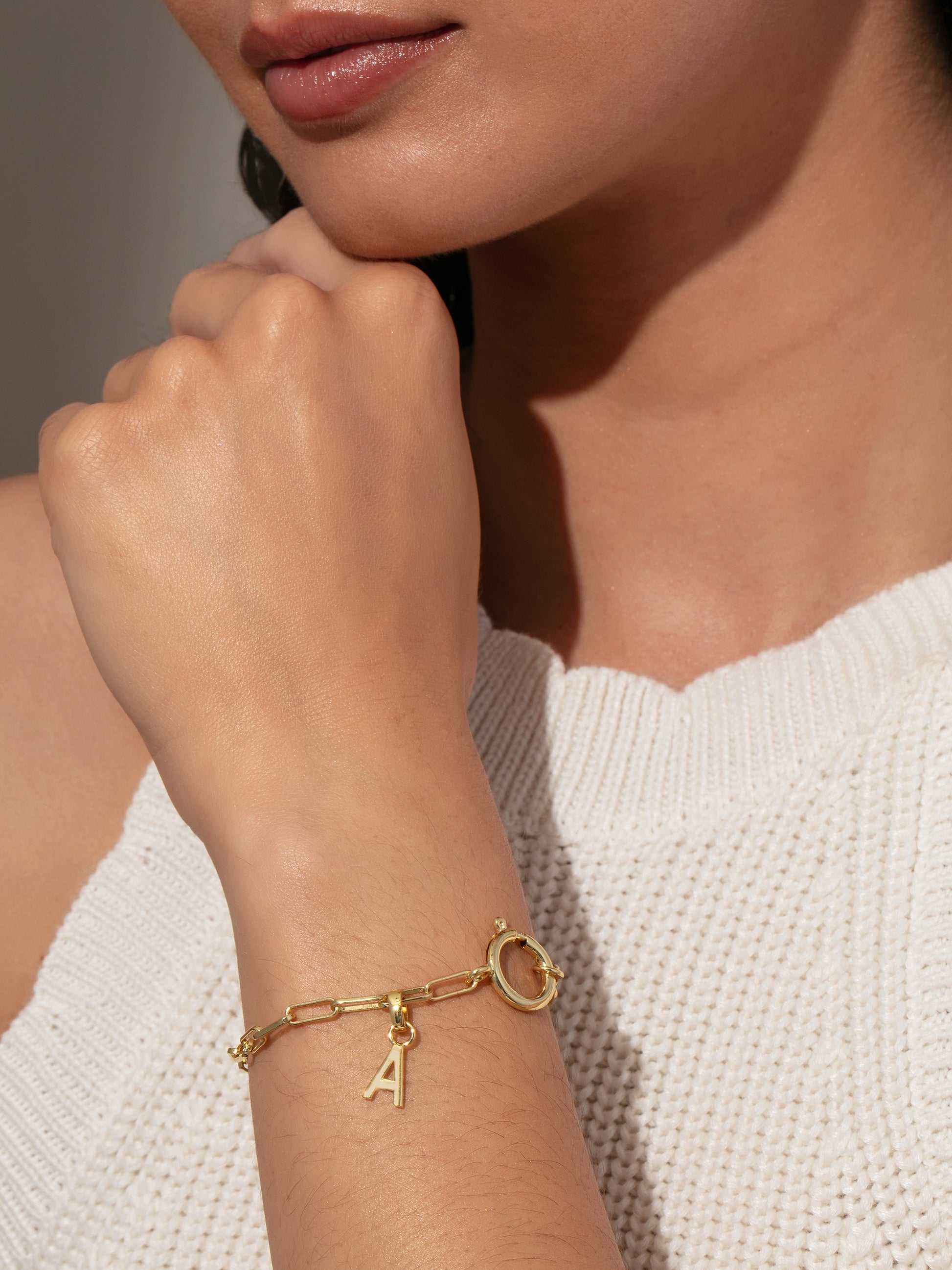 Letter Charm | Gold Solid | Model Image | Uncommon James