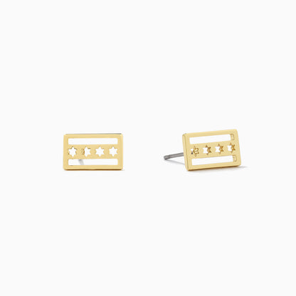 ["Chicago Flag Stud Earrings ", " Gold ", " Product Image ", " Uncommon James"]