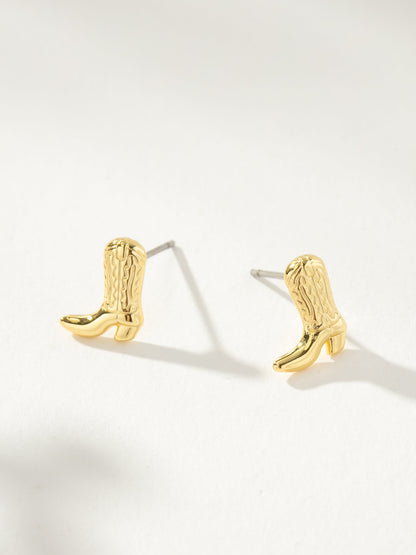 Cowboy Boot Stud Earrings | Gold | Product Image | Uncommon James
