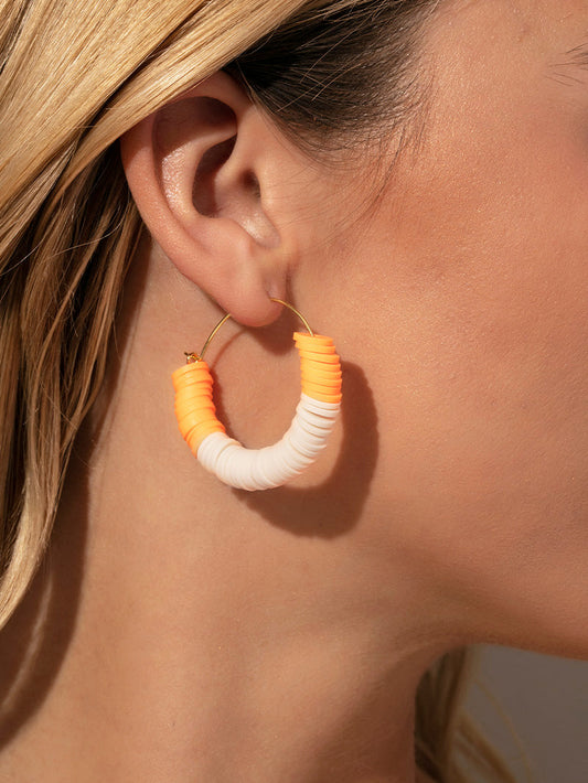 Heishi Bead Hoop Earrings | Gold Peach | Product Image | Uncommon James