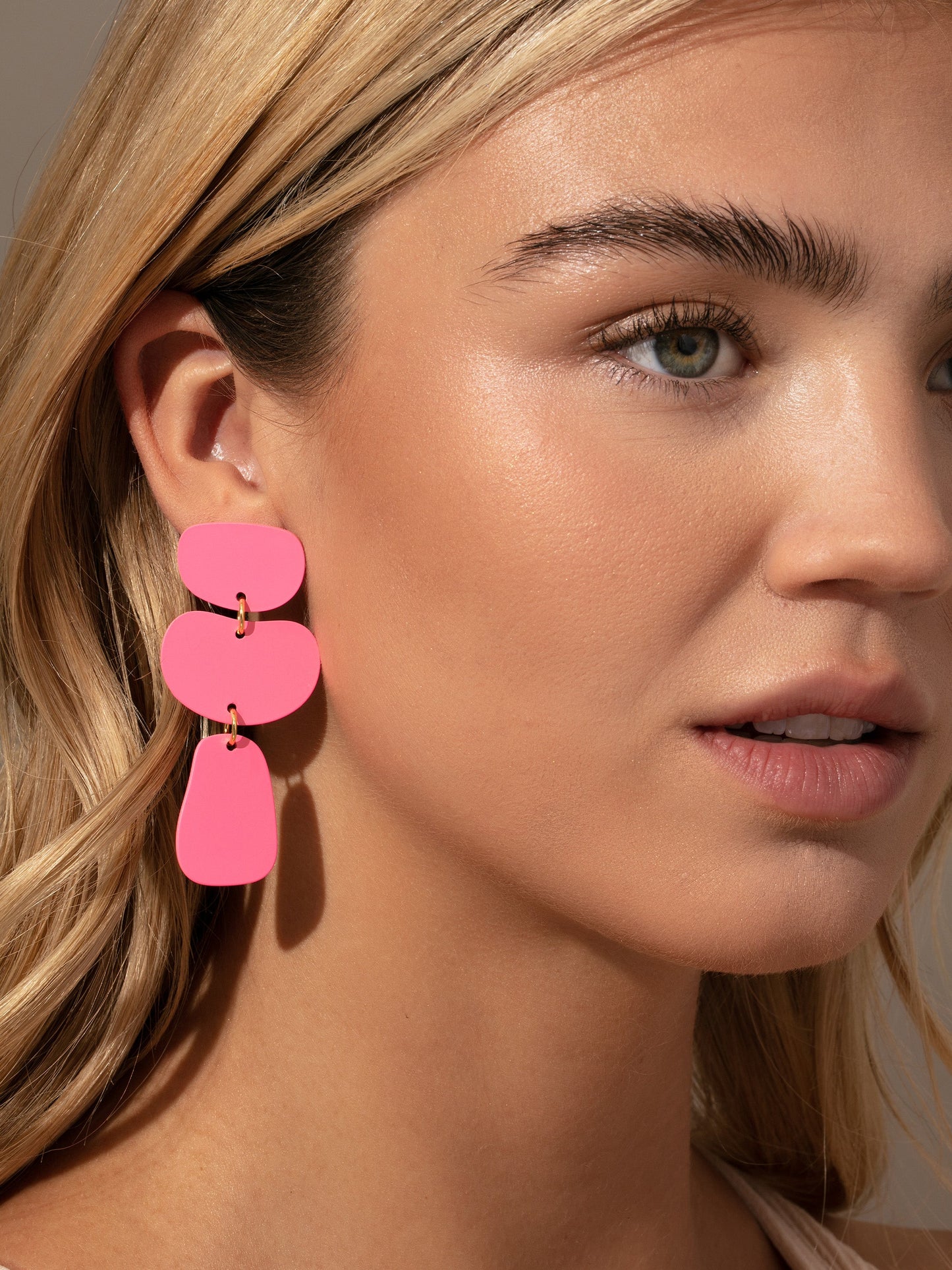 Nudist Earrings | Gold Hot Pink | Model Image 2 | Uncommon James