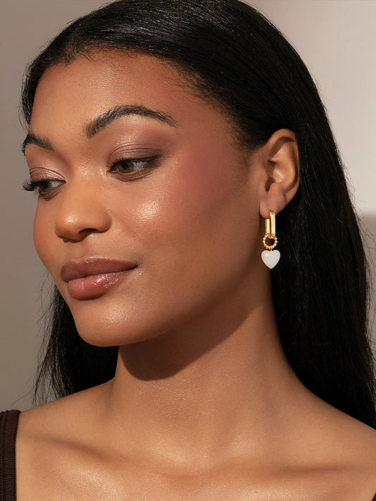 Sweetheart Earrings | Gold White | Product Image | Uncommon James