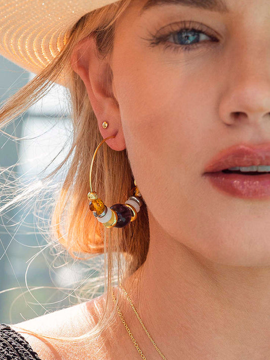Vintage Bead Hoop Earrings | Gold | Product Image | Uncommon James