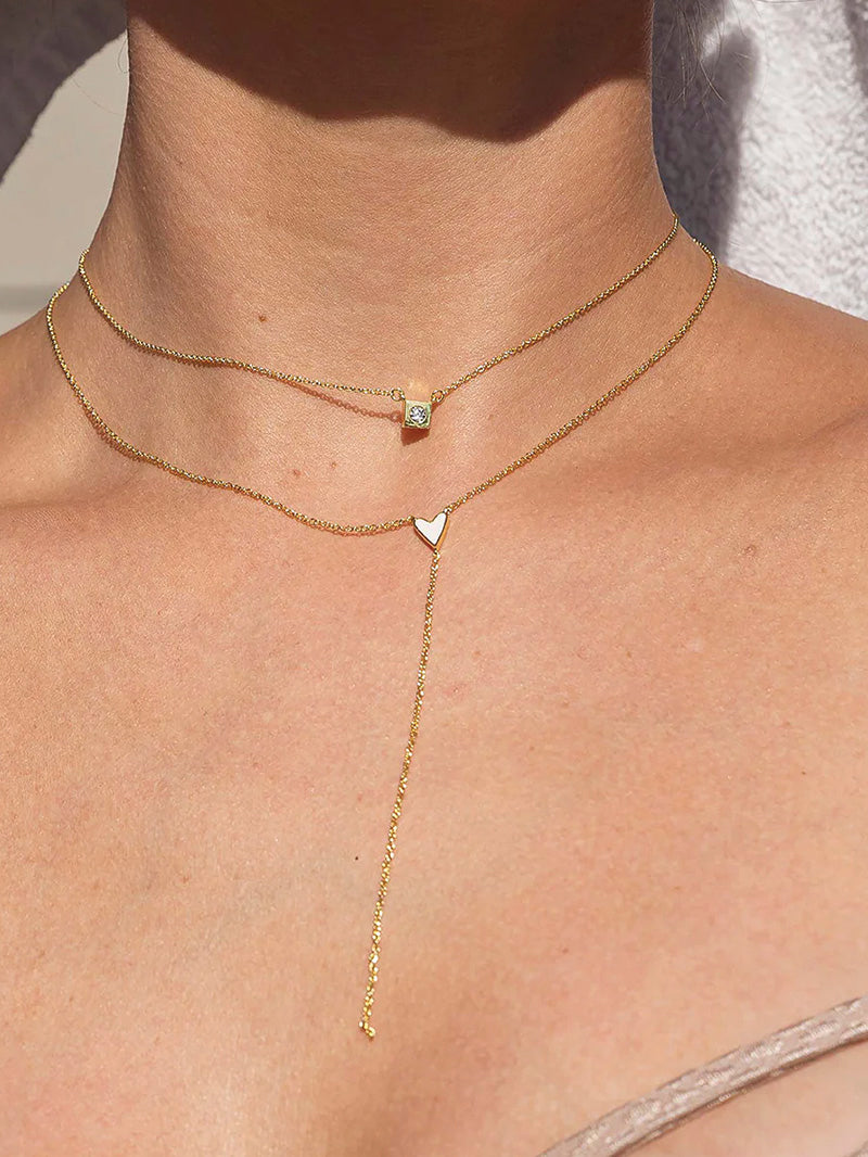 Amour Lariat Necklace | Gold | Model Image 2 | Uncommon James