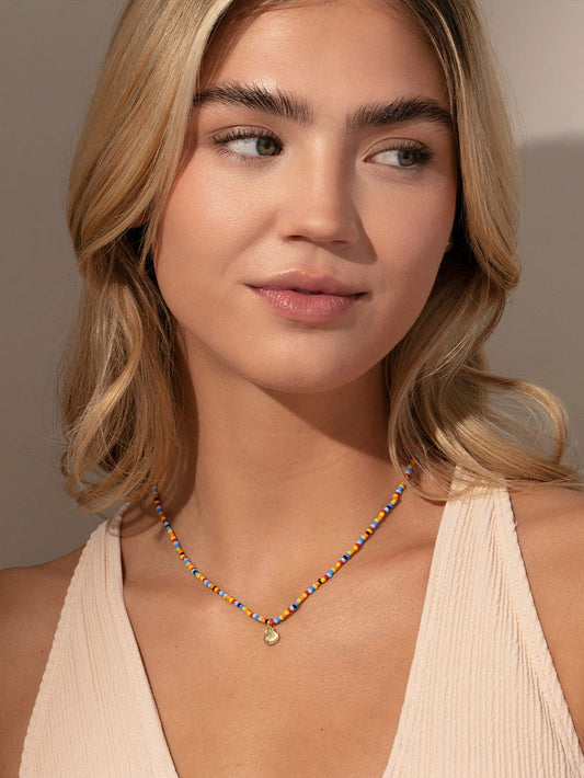Beaded Shell Necklace | Gold | Product Image | Uncommon James