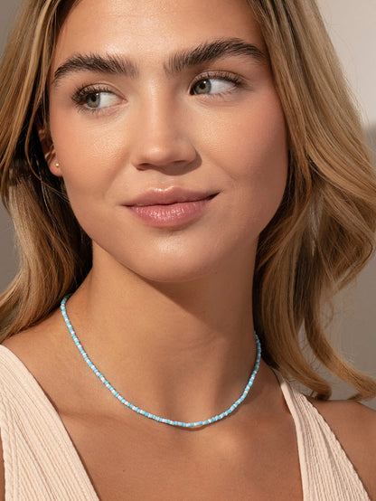 ["Beaded Necklace ", " Blue White Mid ", " Model Image ", " Uncommon James"]