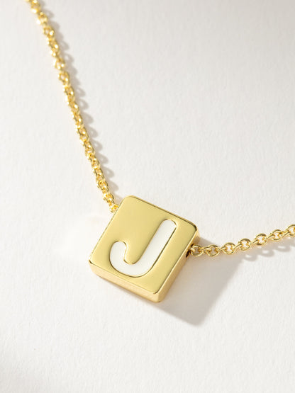 ["Bold Letter Necklace ", " Gold J ", " Product Detail Image ", " Uncommon James"]