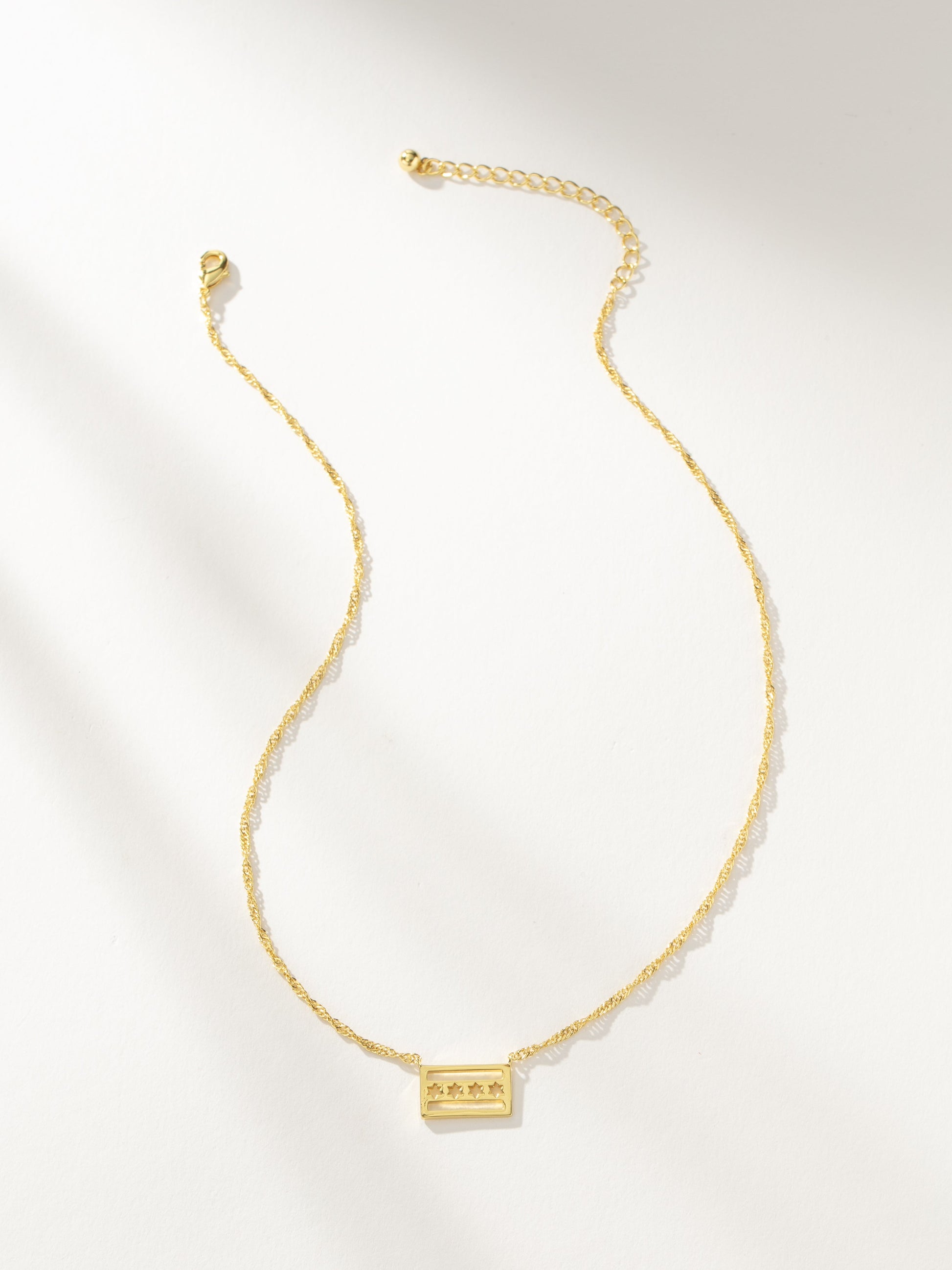 Chicago Flag Pendant Necklace | Gold | Product Image | Uncommon James