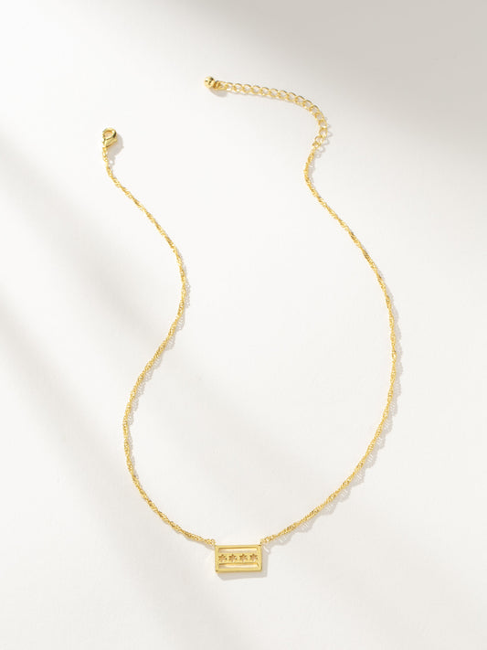 Chicago Flag Pendant Necklace | Gold | Product Image | Uncommon James
