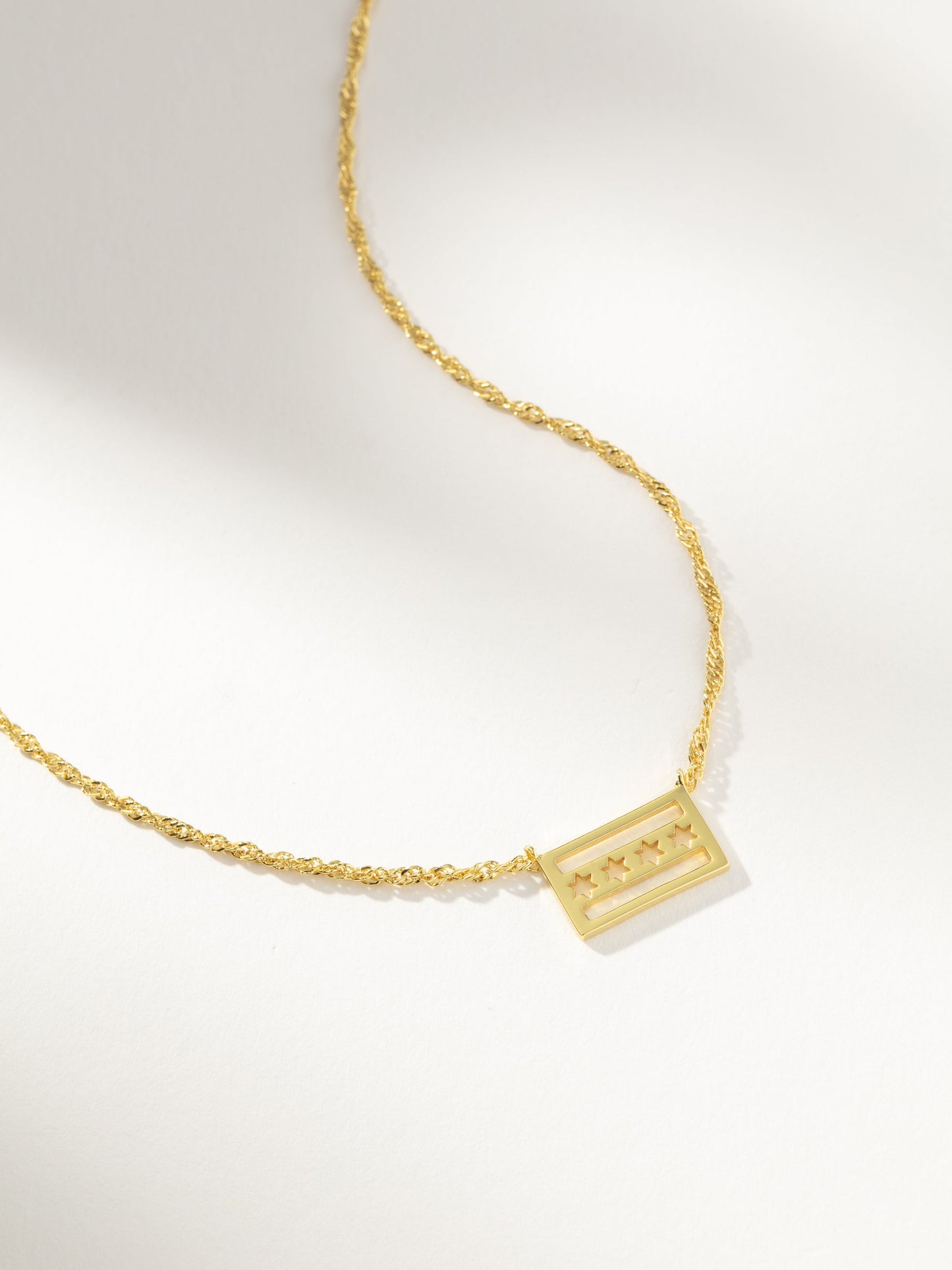 Chicago Flag Pendant Necklace | Gold | Product Detail Image | Uncommon James