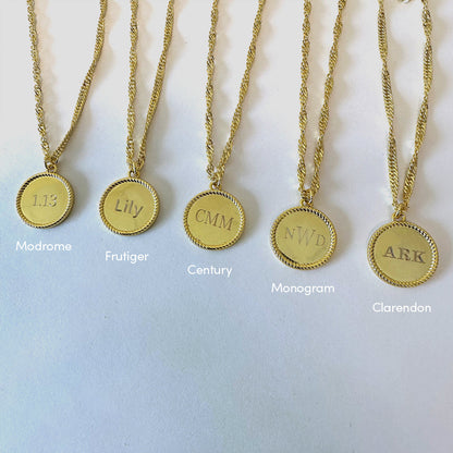 ["Circle Pendant Necklace ", " Gold ", " LIfestyle Image ", " Uncommon James"]
