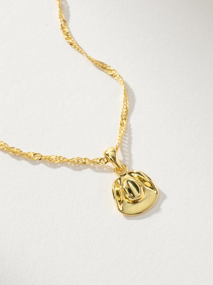 ["Cowboy Hat Pendant Necklace ", " Gold ", " Product Detail Image ", " Uncommon James"]
