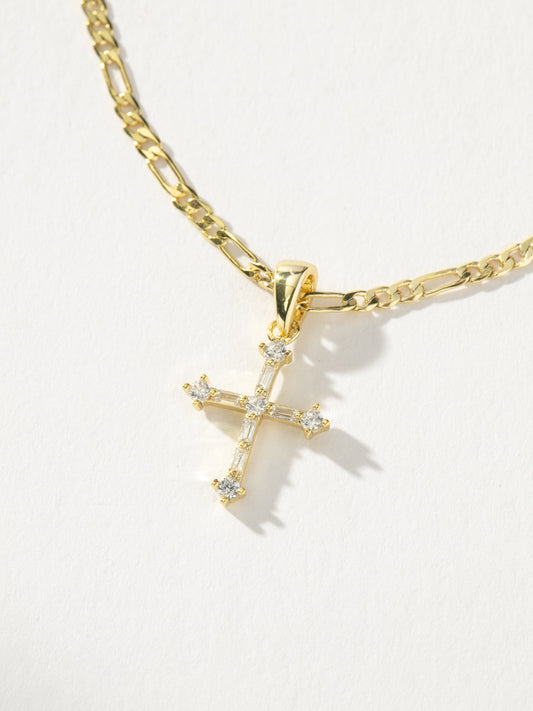 Cross and Chain Necklace | Gold | Product Detail Image | Uncommon James