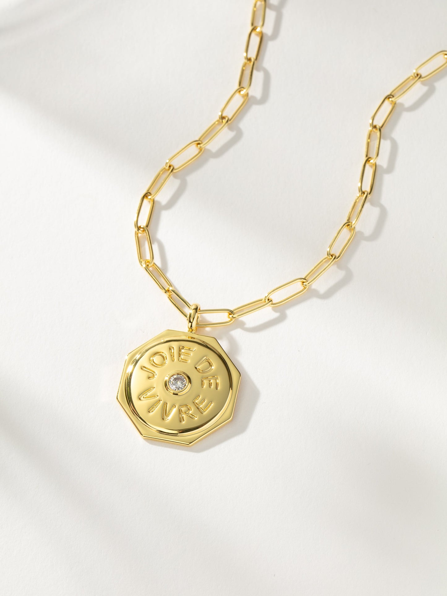 Joie De Vivre Pendant Necklace | Gold | Product Detail Image | Uncommon James