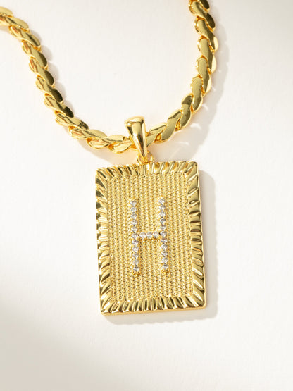 ["Letter Chain Necklace ", " Gold H ", " Product Detail Image ", " Uncommon James"]