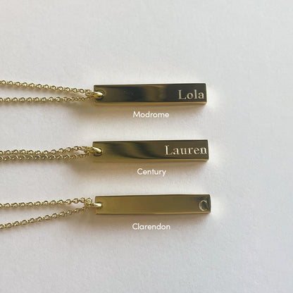 ["Vertical Bar Necklace ", " Gold ", " Lifestyle Image ", " Uncommon James"]