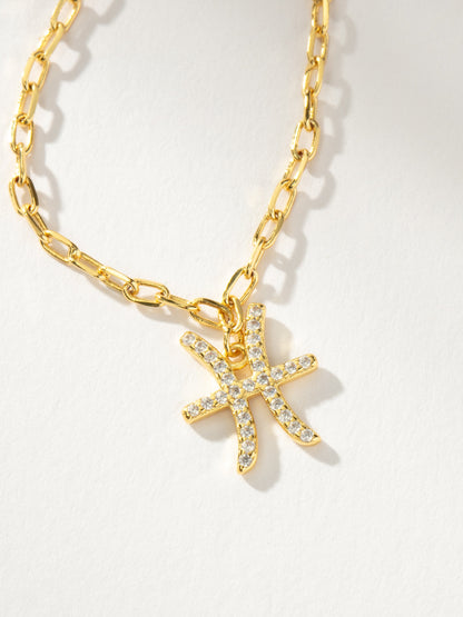 ["Zodiac Icon Chain Necklace ", " Gold Pisces ", " Product Detail Image ", " Uncommon James"]