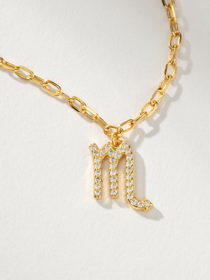 ["Zodiac Icon Chain Necklace ", " Gold Scorpio ", " Product Detail Image ", " Uncommon James"]