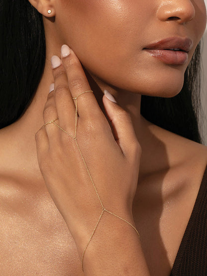 ["Bad Habits Hand Chain ", " Gold ", " Model Image ", " Uncommon James"]