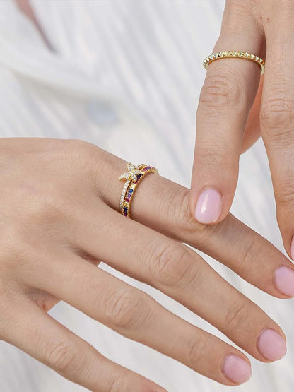 ["Colorful Baguette Ring ", " Gold ", " Model Image 2 ", " Uncommon James"]