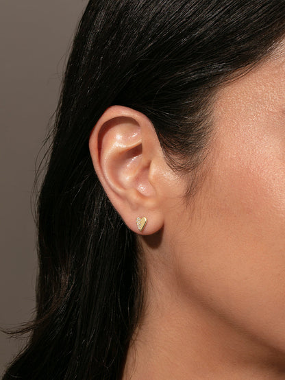 ["Other Half Heart Stud Earrings ", " Gold ", " Model Image ", " Uncommon James"]