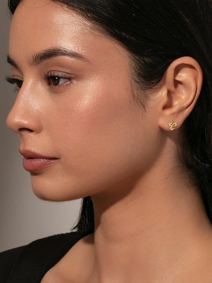 ["Snake Stud Earrings ", " Gold ", " Model Image ", " Uncommon James"]