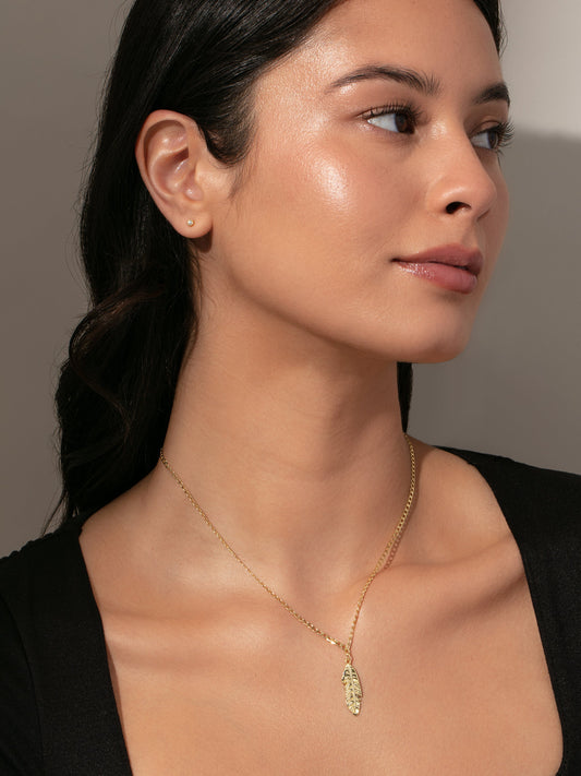 Feather Necklace | Gold | Product Image | Uncommon James