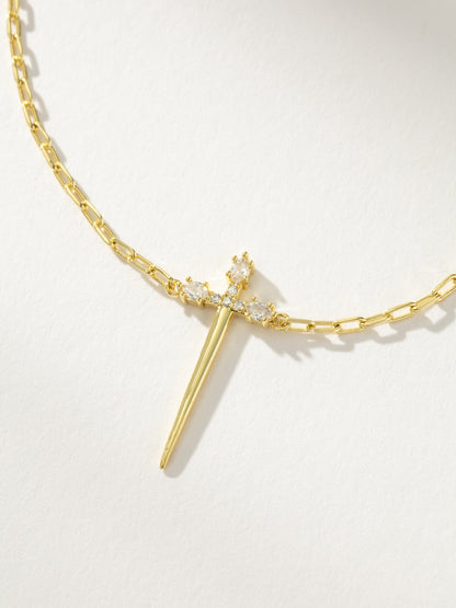 ["Golden Sword Necklace ", " Gold ", " Product Detail Image ", " Uncommon James"]