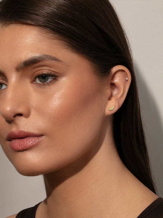 Angel Wings Ear Climber | Gold | Model Image | Uncommon James