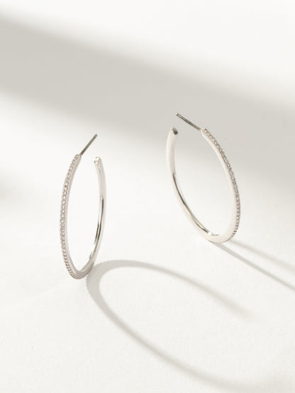 ["Pavé Hoop Earrings ", " Silver ", " Product Image ", " Uncommon James"]