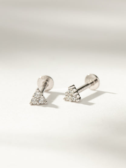 ["Triangle Diamond Flat Back Earring ", " Sterling Silver Pair ", " Product Image ", " Uncommon James"]