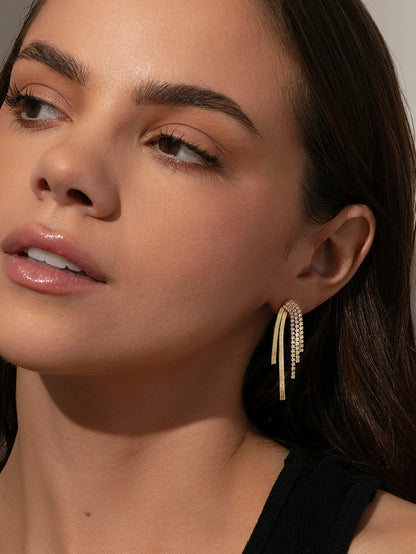 ["Twin Flame Earrings ", " Gold ", " Model Image 2 ", " Uncommon James"]