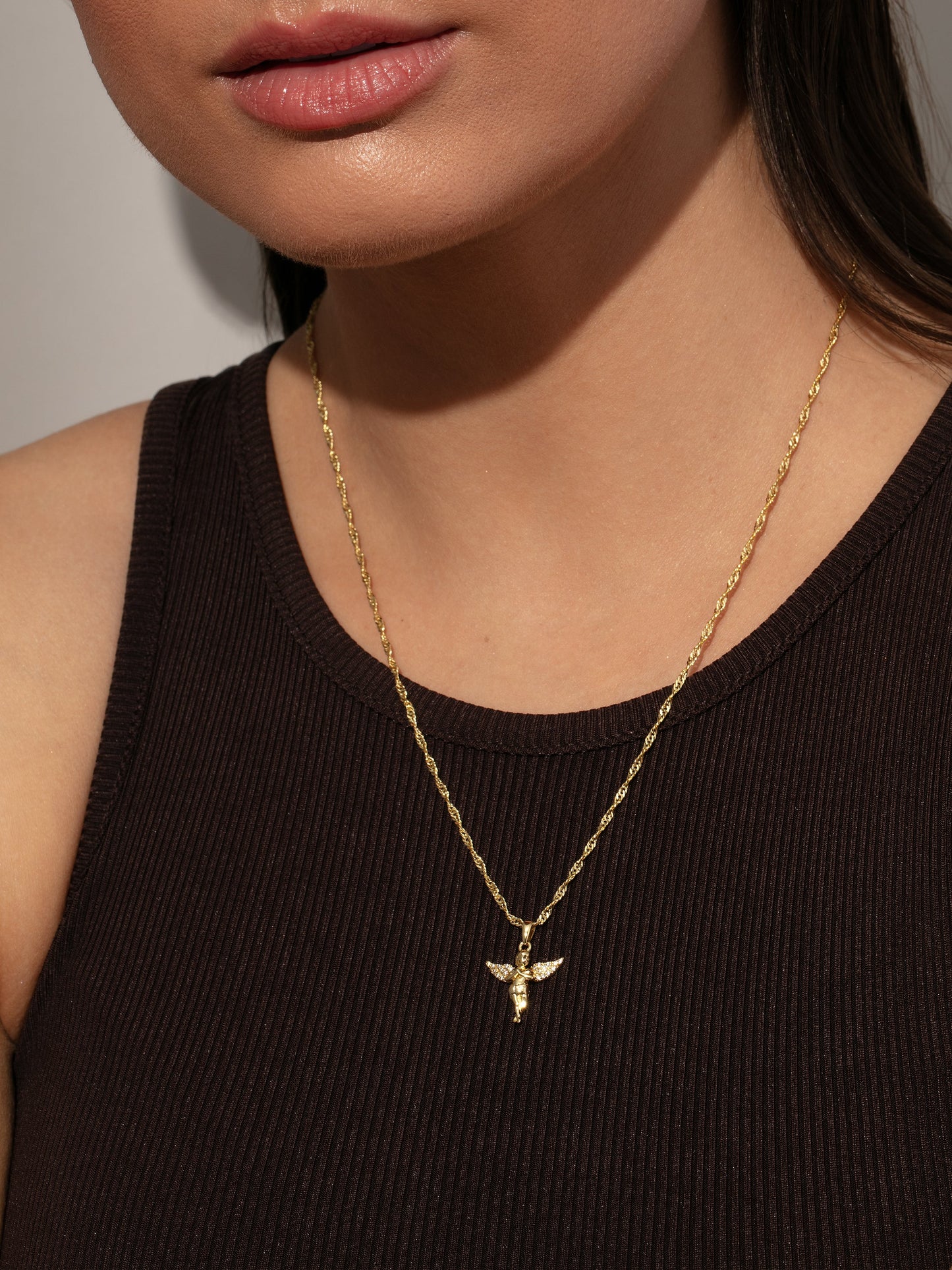 Angel on Earth Pendant Necklace | Gold | Model Image | Uncommon James