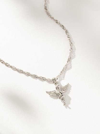 ["Angel on Earth Pendant Necklace ", " Silver ", " Product Detail Image ", " Uncommon James"]