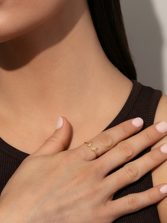 Angel Wings Ring | Gold | Model Image | Uncommon James