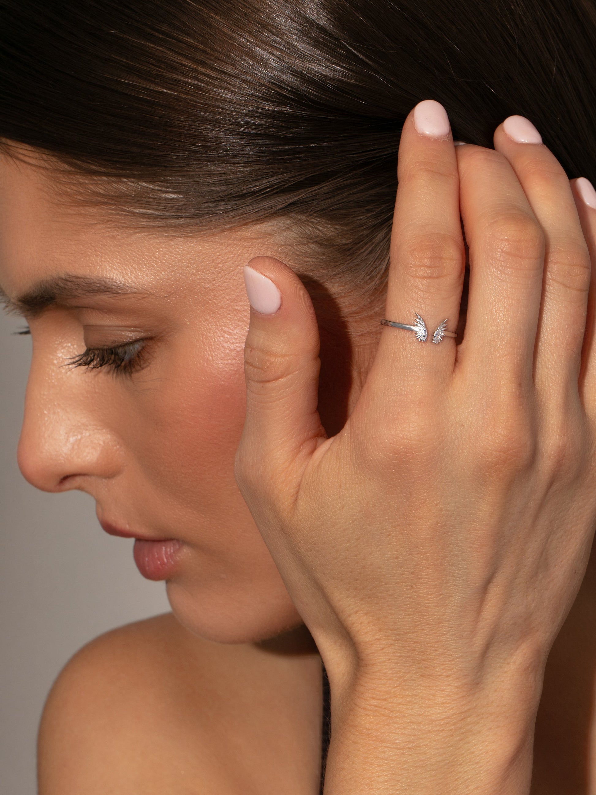 Angel Wings Ring | Silver | Model Image | Uncommon James