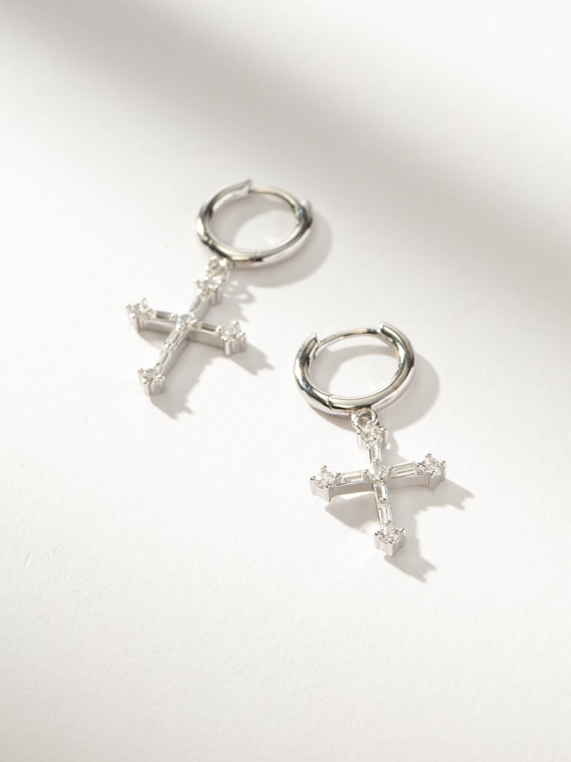 Bold Cross Huggie Earrings | Sterling Silver | Product Image | Uncommon James