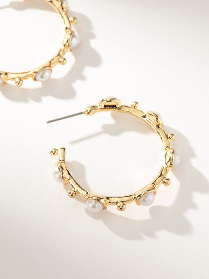 ["Chic Pearl Hoop Earrings ", " Gold ", " Product Detail Image ", " Uncommon James"]